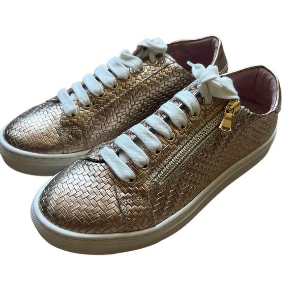 SOLE BLISS. Metallic Weave Leather Sneakers. Wmn Sz 36/US Sz 5. Made in a Italy - Picture 1 of 10